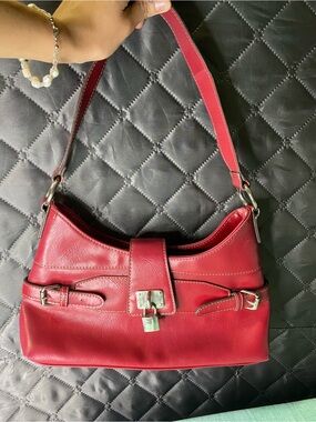 VTG Emma James Cherry Red Y2K Shoulder Bag | Lock Clasp & Side Buckles Baguette